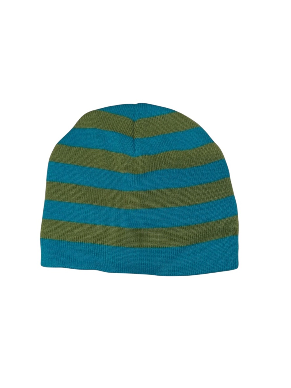 Green and Blue Striped Beanie